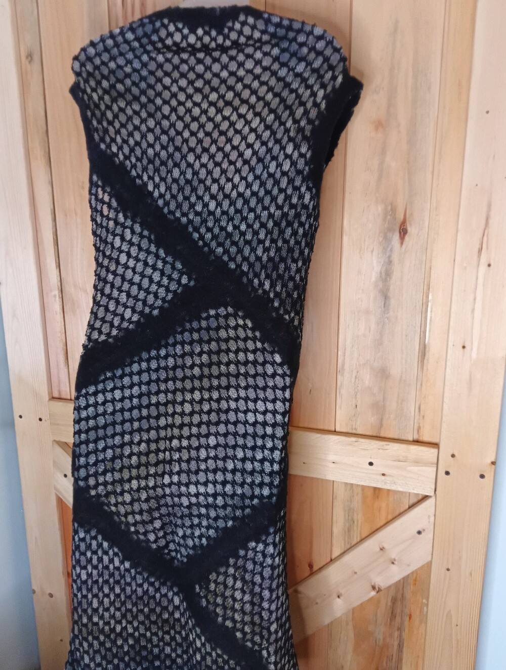 Vintage 80/90 Missoni Black+ Silver Patterned Knit Dress Sz 12/42 Missing Piece